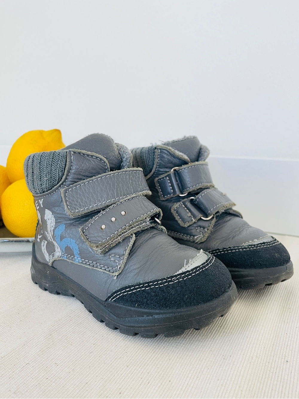 KOTOFEY Toddler Wool Genuine Leather Winter Shoes, gray